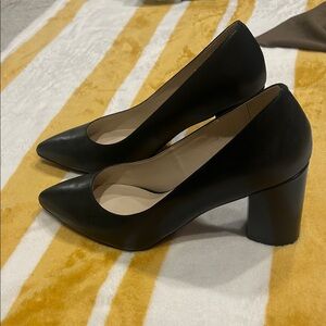 Cole Haan Black Leather Block Heels